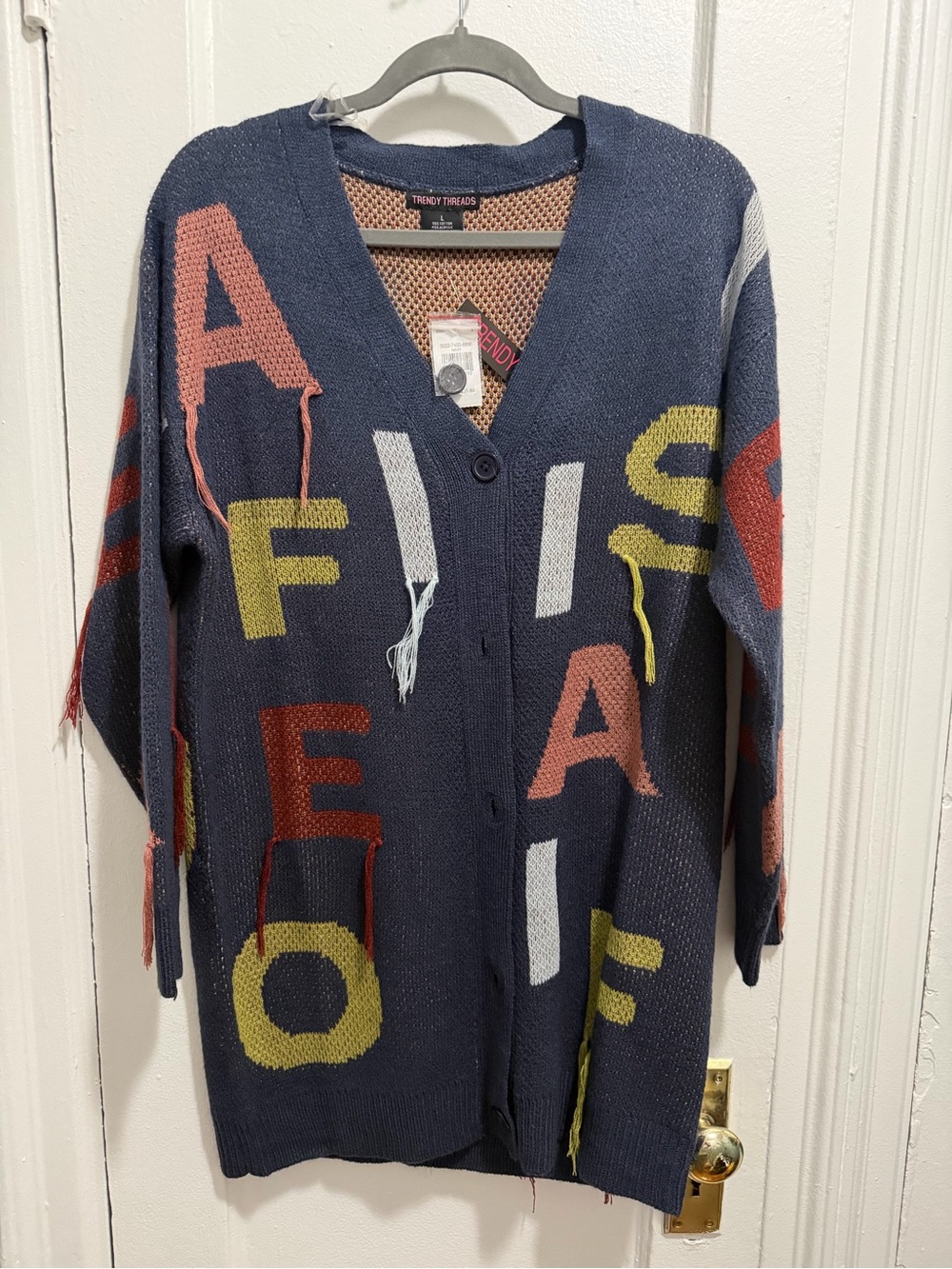 Navy Graphic Button-Front Cardigan